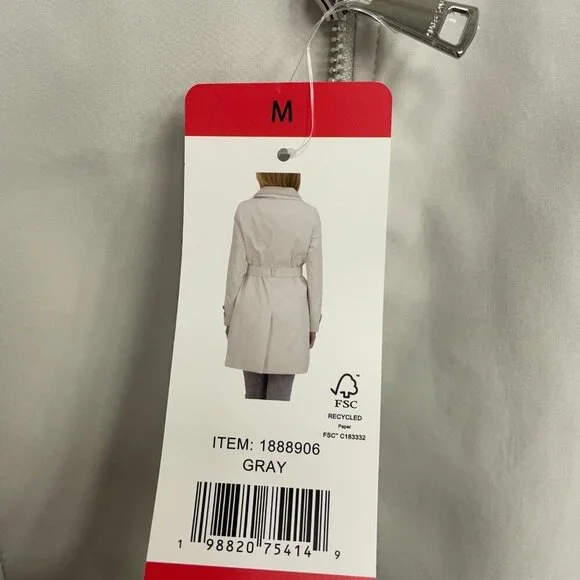 NEW Halston Women's M Gray Double-Breasted Belted Trench Coat Jck16 - Picture 10 of 12